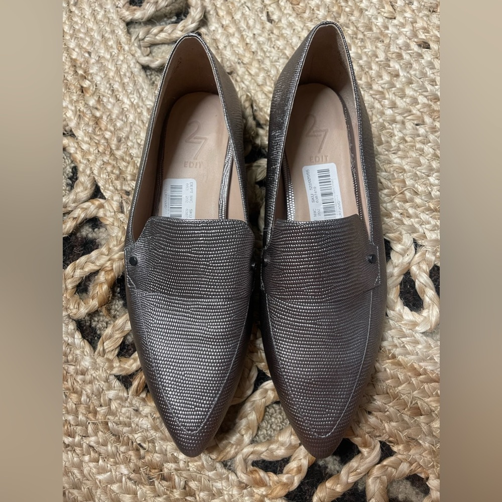 Dark silver metallic women’s dress loafers. Brand new.